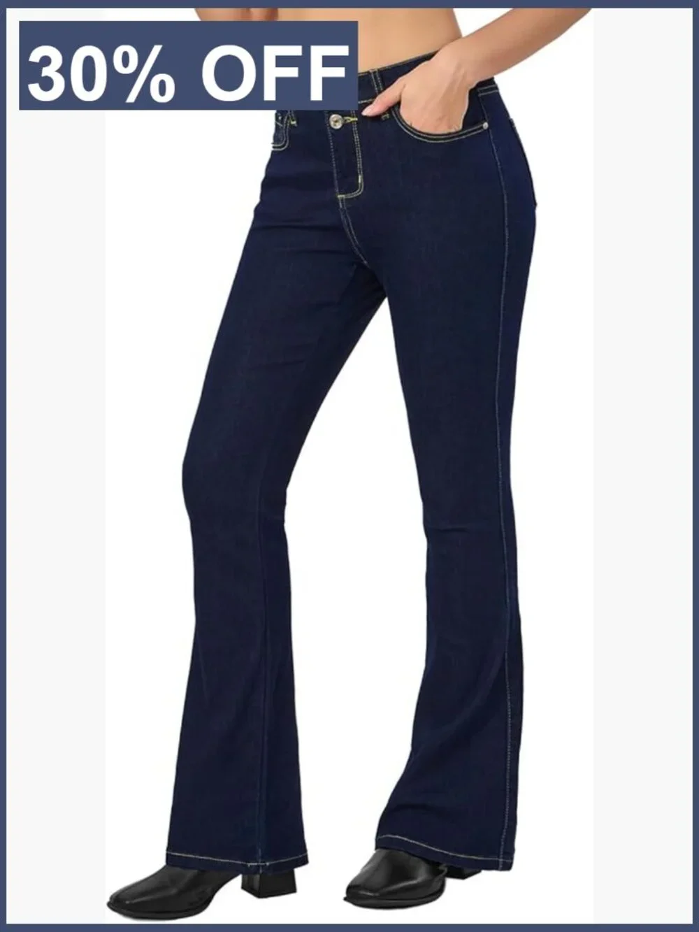 High Waisted Flare Bell Bottom Jeans Wide Leg Bootcut Stretchy Denim Pants